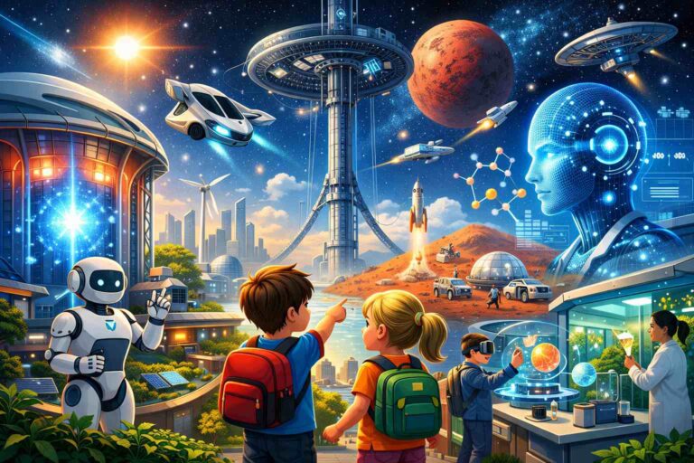 🌟 Science in 2050: Amazing Future Technology Kids Can Imagine Today Welcome to the World of 2050! A Fun Science & Tech Time-Travel Story for Curious Kids