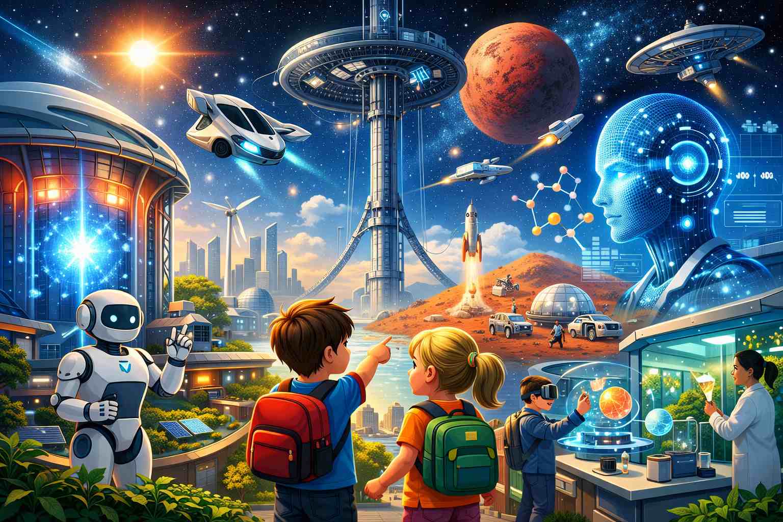🌟 Science in 2050: Amazing Future Technology Kids Can Imagine Today Welcome to the World of 2050! A Fun Science & Tech Time-Travel Story for Curious Kids