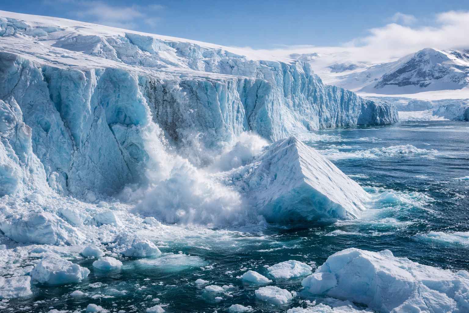 Satellite view of Hektoria Glacier retreating rapidly on the Antarctic Peninsula