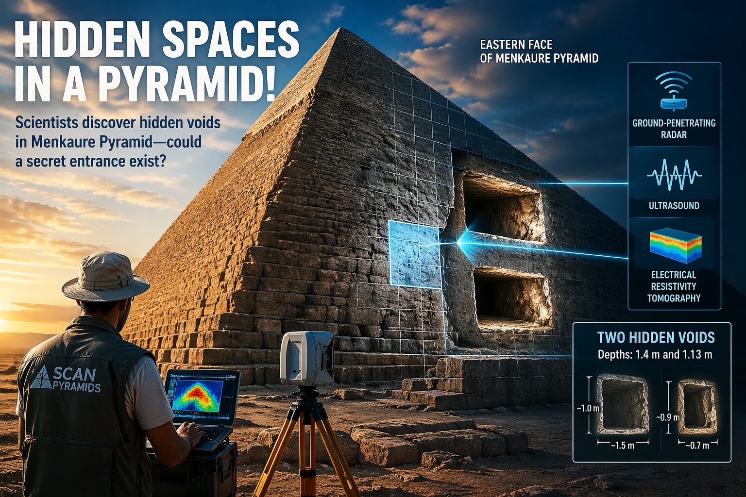 Scientists scanning Menkaure Pyramid revealing hidden voids inside